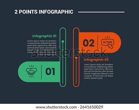 comparison choice infographic process diagram with round flag up and down with outline style vector illustration