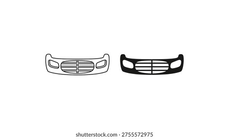 Comparison of classic car grilles in black and white line art styles