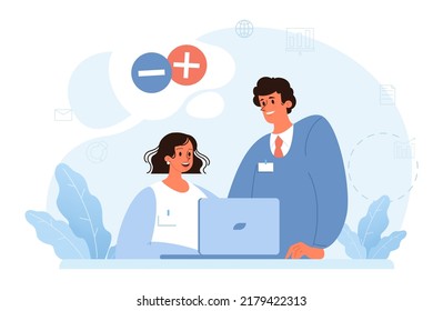 Comparison concept. Pros and cons with two choices. Risk and benefits analysis. Difficult decision-making. Two options dilemma. Flat vector illustration