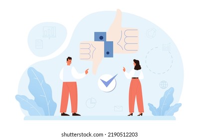 Comparison concept. Pros and cons with two choices. Risk and benefits analysis. Difficult decision-making. Two options dilemma. Flat vector illustration