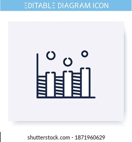 Comparison diagram line icon.Statistics bar chart. Business, analytics, structure visualisation. Infographic, presentation, planning scheme.Simple design. Isolated vector illustration.Editable stroke 