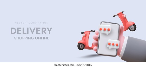 Comparison of different delivery services. Choosing best courier. Honest ratings and comments from real users. Advertisement of modern delivery services with 3D image and place for text