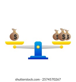 Comparison. Dollar scales. Vector illustration