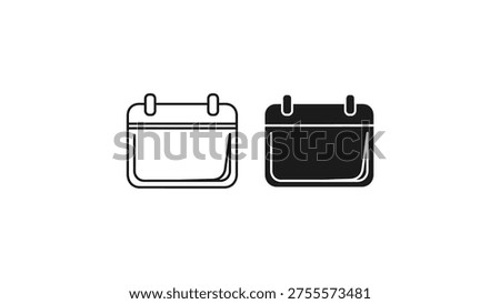 Comparison of empty and filled calendar icons with clip attachment