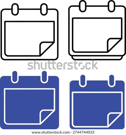 Comparison of empty and filled digital calendar icons with attached sticky notes