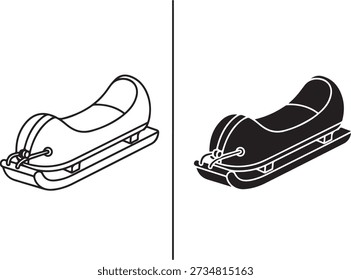 Comparison of a folding and a traditional sled design with runners and seating isolated on white background, illustration