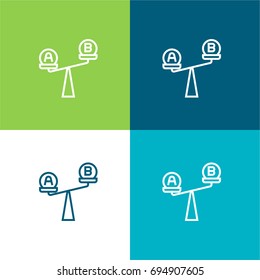 Comparison green and blue material color minimal icon or logo design