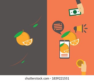 comparación de tener mercadotecnia y sin vector de mercadotecnia
