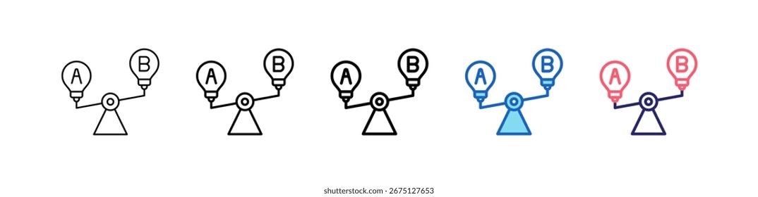Comparison Icon In 5 Different Styles Set Collection.