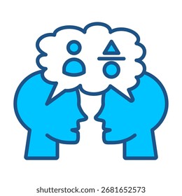 Vergleichssymbol in blauem monochromen Flachdesign, Vektorgrafik