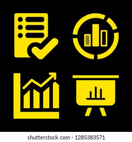 comparison icons set with checked filled list and bar chart vector set