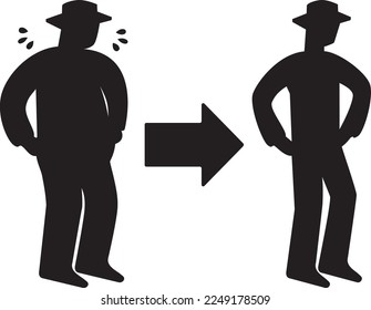 Ilustración comparativa de hombres obesos y delgados que pueden utilizarse para el tratamiento de la dieta y la obesidad