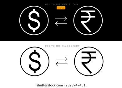Comparison of Indian Rupee and US Dollar coins, INR USD, Simple black scale. usd to inr.