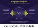 Comparison infographic concept for slide presentation with big circle and arrow opposite direction. Business arrow infographic. Editable vector infographic