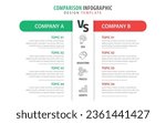 Comparison Infographic Design Template, Comparison between companies and products and services, Business presentation concept with 2 options, To do list or planning icon, vector illustration.