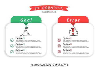 Comparación Infografía Diseño Plantilla, Comparación entre empresas y productos y servicios, Concepto de presentación de negocios con 2 opciones, Lista de tareas o planificación, Ilustración vectorial.