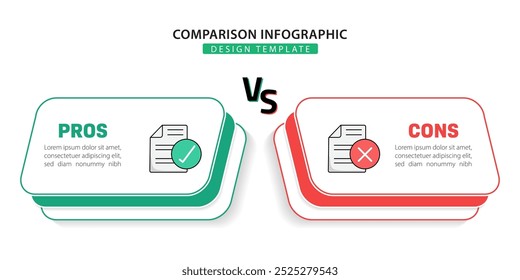 Vergleich Infografik Design Template, Vergleich zwischen Unternehmen und Produkten und Dienstleistungen, Business-Präsentationskonzept mit 2 Optionen, To do list or planning icon, Vektorgrafik.