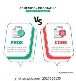 Comparison Infographic Design Template, Comparison between companies and products and services, Business presentation concept with 2 options, To do list or planning icon, vector illustration.