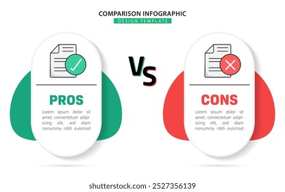 Modelo de Design Infográfico de Comparação, Comparação entre empresas e produtos e serviços, Conceito de apresentação de negócios com 2 opções, Lista de tarefas ou ícone de planejamento, ilustração vetorial.