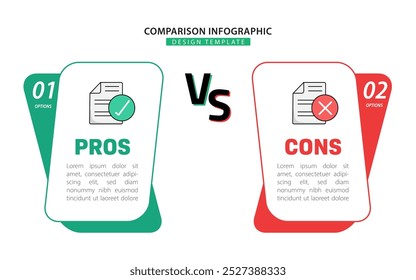 Modelo de Design Infográfico de Comparação, Comparação entre empresas e produtos e serviços, Conceito de apresentação de negócios com 2 opções, Lista de tarefas ou ícone de planejamento, ilustração vetorial.