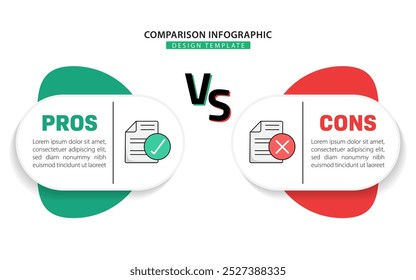 Vergleich Infografik Design Template, Vergleich zwischen Unternehmen und Produkten und Dienstleistungen, Business-Präsentationskonzept mit 2 Optionen, To do list or planning icon, Vektorgrafik.