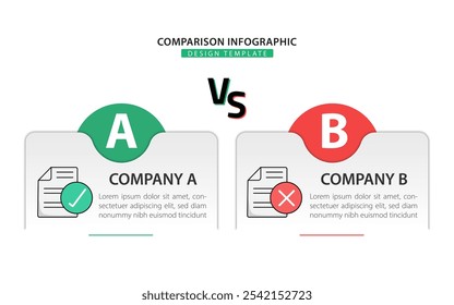 Comparison Infographic Design Template, Comparison between companies and products and services, Business presentation concept with 2 options, To do list or planning icon, vector illustration.