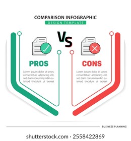 Comparison Infographic Design Template, Comparison between companies and products and services, Business presentation concept with 2 step options, To do list or planning icon, vector illustration.