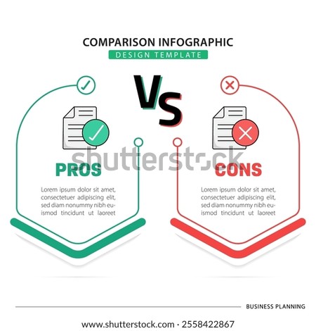 Comparison Infographic Design Template, Comparison between companies and products and services, Business presentation concept with 2 step options, To do list or planning icon, vector illustration.