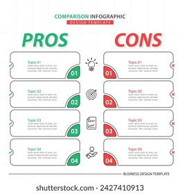 Comparison Infographic Design Template, business presentation concept with 2 options, To do list or planning icon, Good, bad, Positive, Negative, vector illustration.