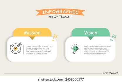 Plantilla de diseño infográfico, concepto de presentación de negocios con 2 opciones, misión, misión de visión de negocios. Ilustración vectorial