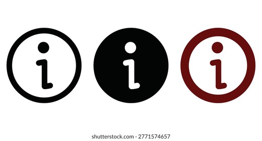 The comparison of information icon designs featuring different circle styles and color schemes for user interface elements Vector contact icons