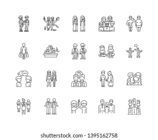 Comparison line icons, signs, vector set, outline illustration concept 