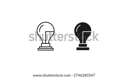 Comparison of lit and unlit light bulb icons on stands