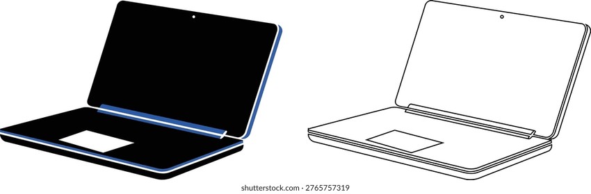 Comparison of a modern laptop with a sleek design and an older model laptop with a basic design Vector