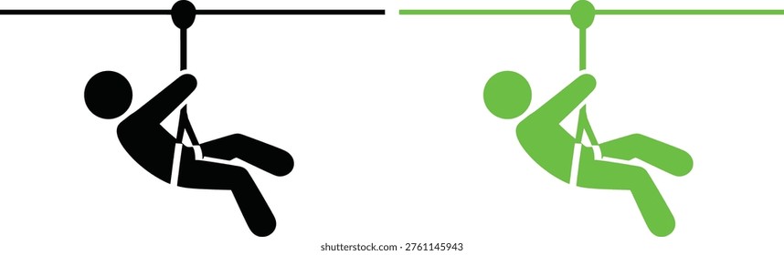 Comparison of a person using a trapeze bar in two different color schemes