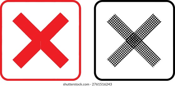 Comparison of prohibited and obstructed crossing symbols with different styles Vector