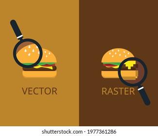comparison of raster or bitmap to vector 