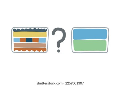 Comparison of springless mattresses with different fillings. Which model is better? Vector image.