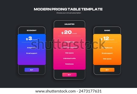 Comparison table. Modern infographic template for product feature comparison, price list and promotion banner design. Vector layout