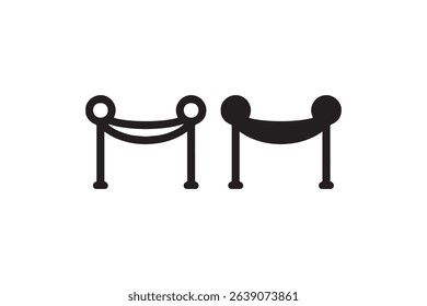 Comparison of two black stanchions with round and rope tops.