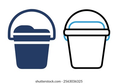 Comparison of Two Bucket Icons: Filled vs. Outline

