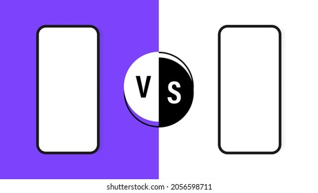 Comparison of two different smartphones. VS background for comparison. Vector illustration.
