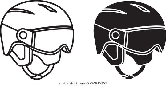 Comparison of two different styles of vintage motorcycle helmets with distinctive designs isolated on white background, illustration