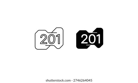 Comparison of two differently styled versions of the number 201