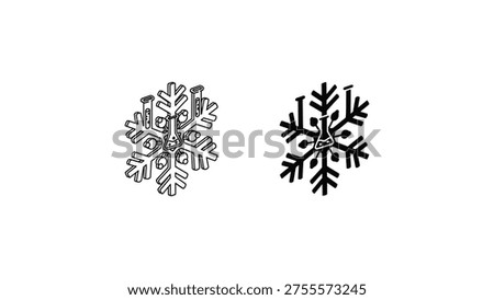 Comparison of two distinct snowflake designs with intricate patterns and symmetry