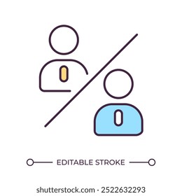 Comparison of two individuals RGB color icon. Conflict and disagreement. Relationship issues. Business conflict. Isolated vector illustration. Simple filled line drawing. Editable stroke