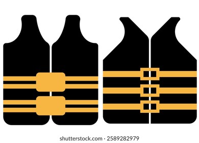 Comparison of two life jacket icons with varying stripe patterns, representing emergency flotation devices for water activities