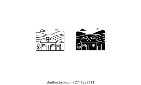 Comparison of two minimalist architectural styles of traditional buildings under different skies