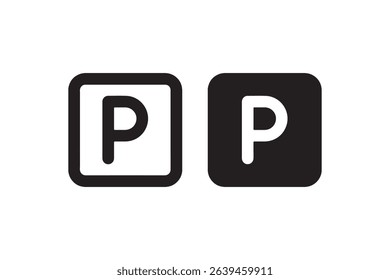 Comparison of two parking signs with distinct symbols in black and white.