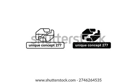 Comparison of two unique concept icons with similar but distinct designs